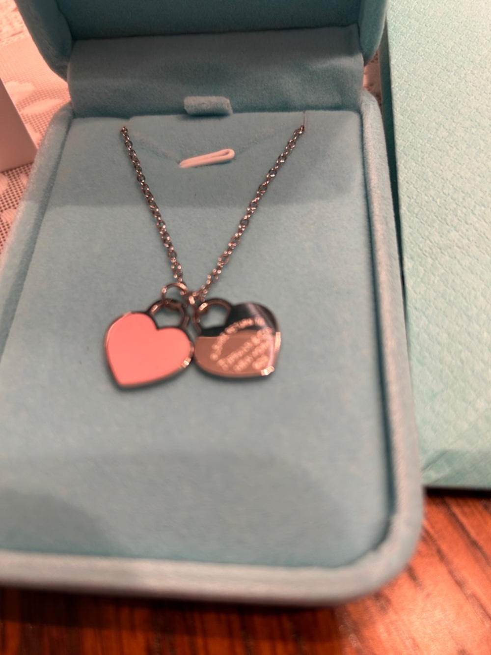 Tiffany & Co. Pink Enamel Heart with Silver Tag Necklace - Picture 2 of 5